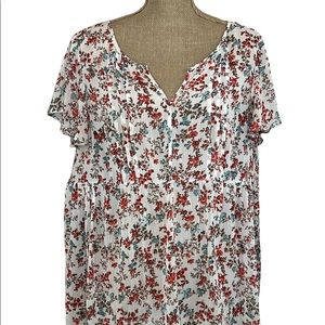 Torrid Floral Gauzy Lace Back Top